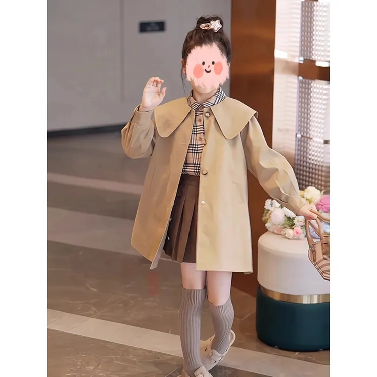 女童风衣外套秋装2025新款洋气儿童时髦中长款上衣大童时尚春秋款