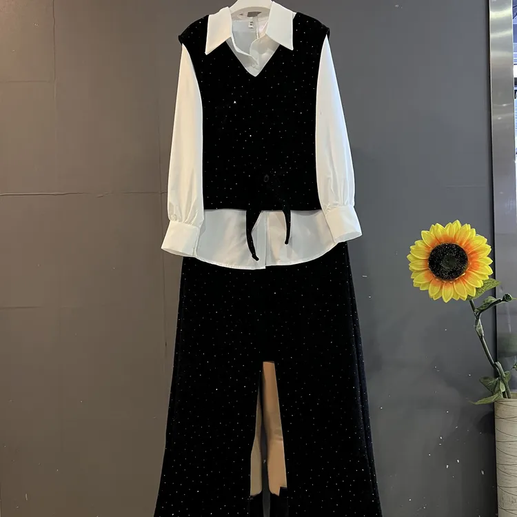 新款时尚减龄轻奢高级感撒星宽松显瘦三件套套装