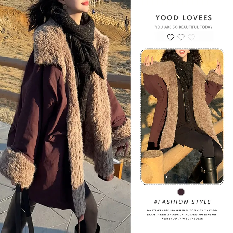 时尚加厚保暖中长款外套女2025冬季新款高级感洋气显瘦短款外套