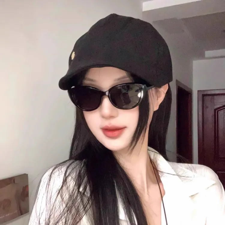 大头围大圆脸帽子棉麻前进帽百搭贝雷帽子女纯色夏薄款报童帽黑色