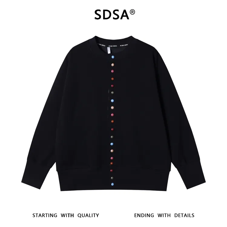 SDSA男士秋冬新款痞帅男装设计师彩色纽扣开衫圆领卫衣时尚网红款