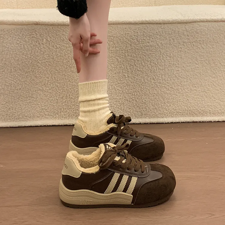 2025新款冬季美拉德复古高帮德训鞋厚底休闲鞋