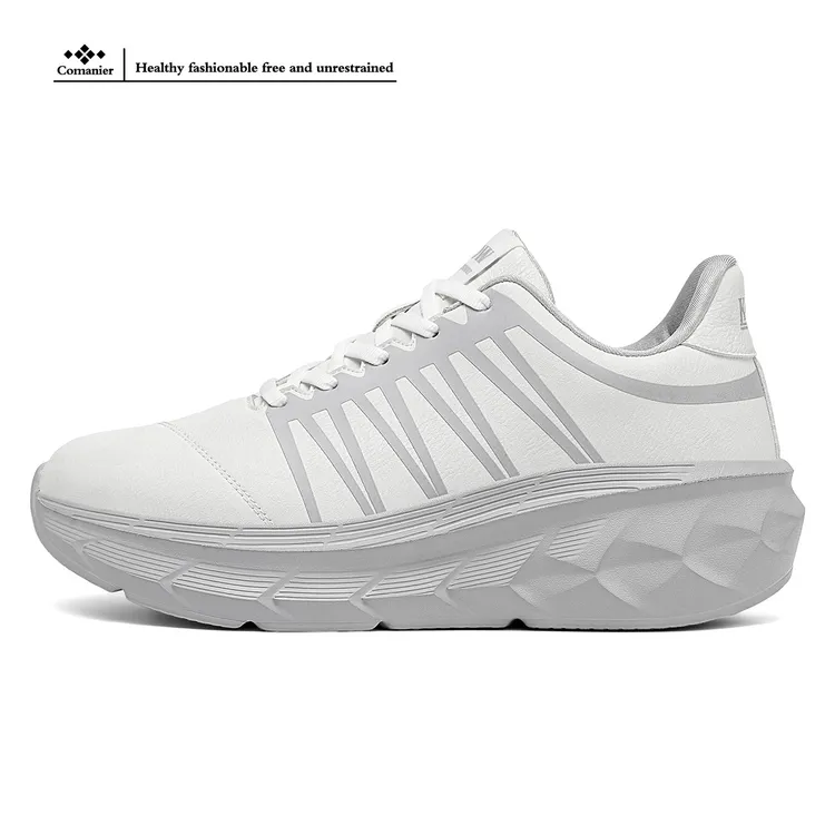 秋冬季通勤鞋体育运动训练鞋皮面防水加绒厚底减震百搭跑步鞋