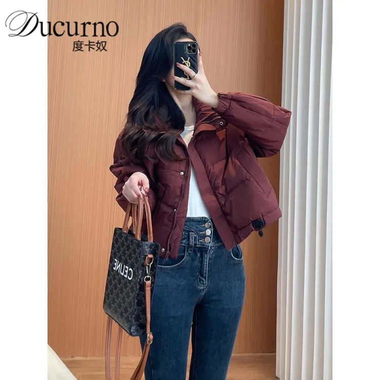 保暖时尚休闲短款羽绒服女2025新款冬季收腰小个子加厚立领小外套