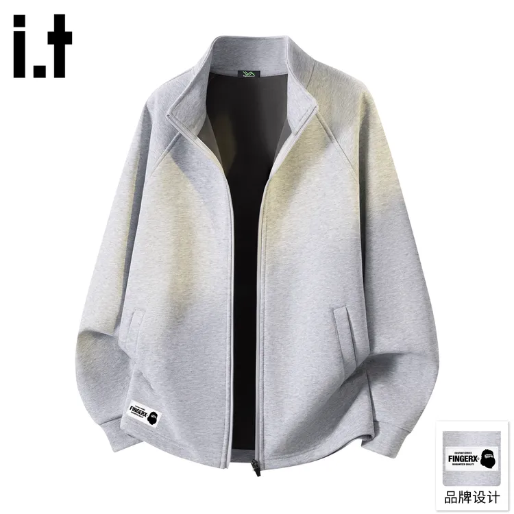 it FINGERCROXX立领夹克男冬季加绒保暖外套男士休闲宽松针织上衣