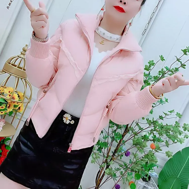 韩版立领棉服女装2025冬季新款纯色显瘦百搭拼接棉衣棉袄短款外套