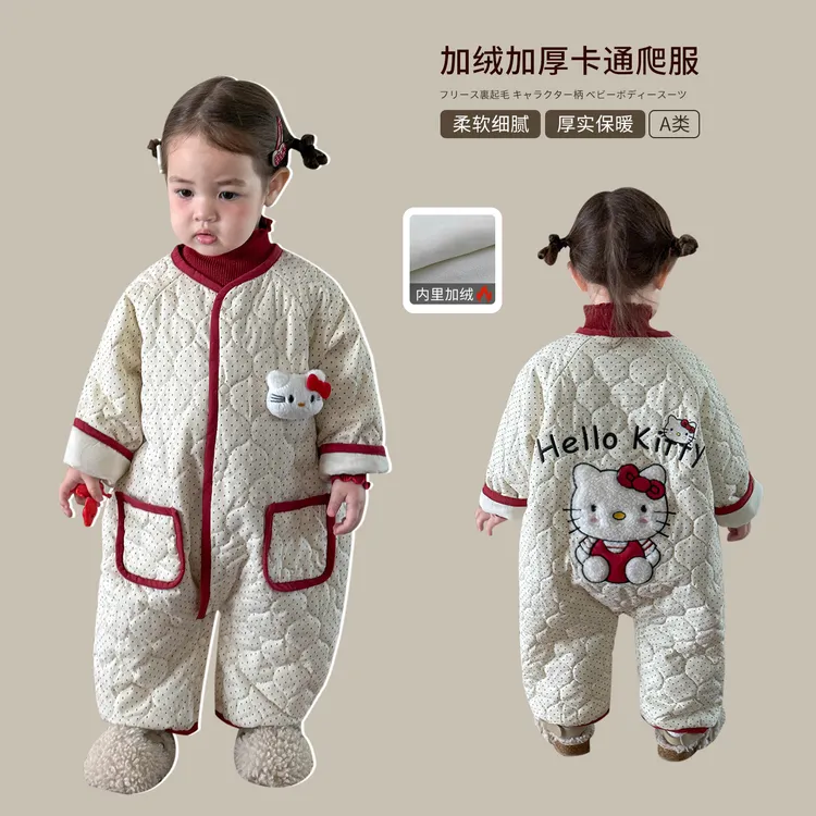 童装婴儿衣服连体衣秋冬2025新款加绒加厚儿童a类女宝宝爬服