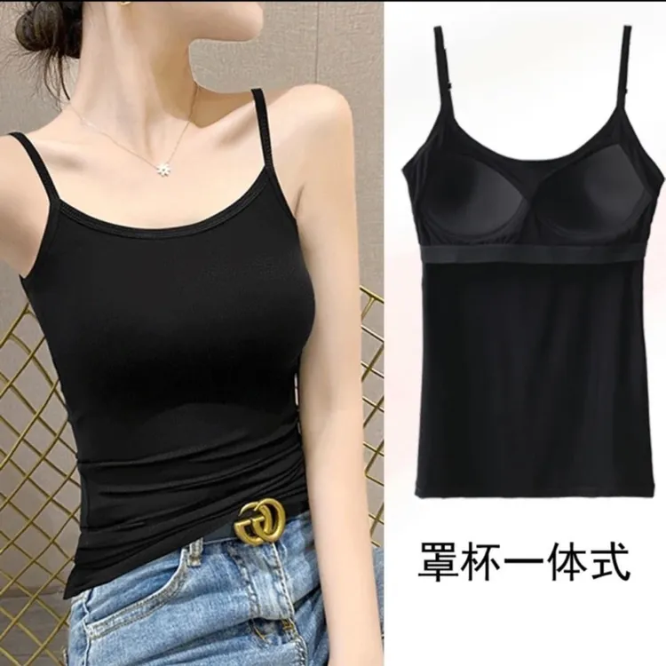 吊带背心女内搭带胸垫一体式夏季薄款无袖打底外穿长款上衣
