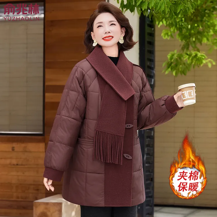 俞兆林妈妈冬装羽绒棉服加厚保暖中老年女士秋冬棉袄外套洋气上衣