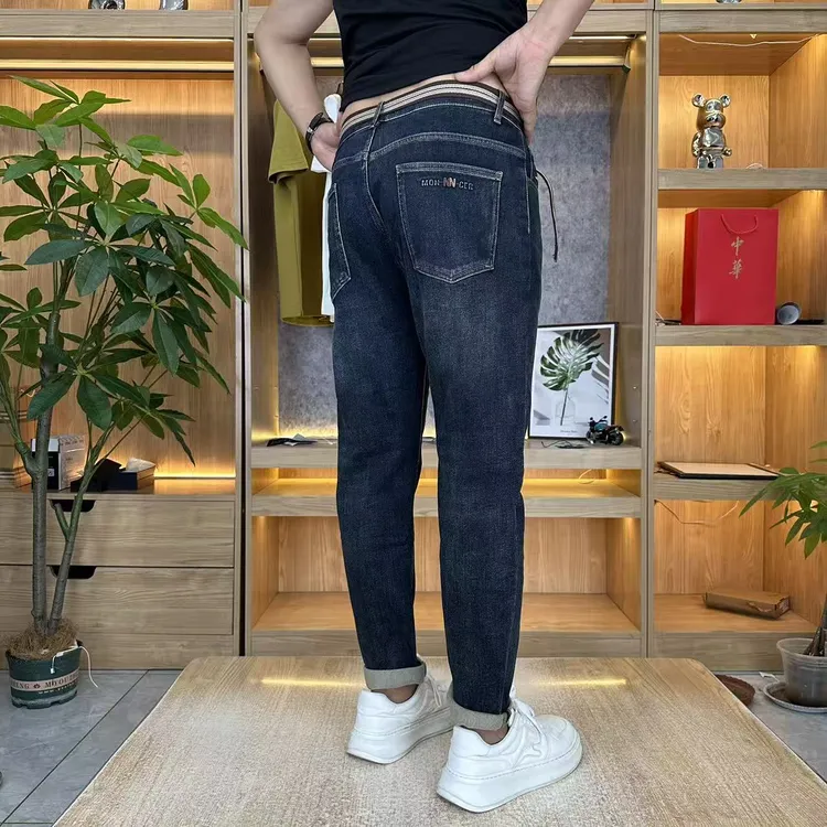 8560秋冬男士底抓毛蓝色小脚牛仔裤潮款显腿长休闲INS百搭