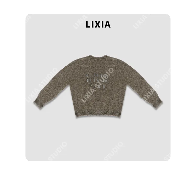 LIXIA【绿野仙踪】设计感闪片绵羊毛加山羊绒出游穿搭针织衫-D10121