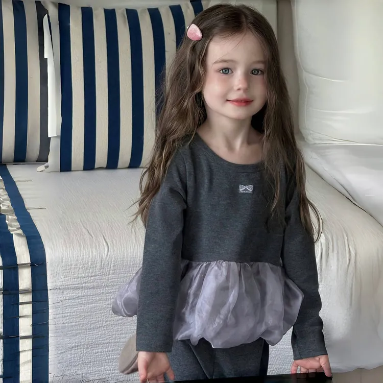 Miu哩同款儿童秋季2025女孩公主裙子女宝宝半身裙长袖外套套装