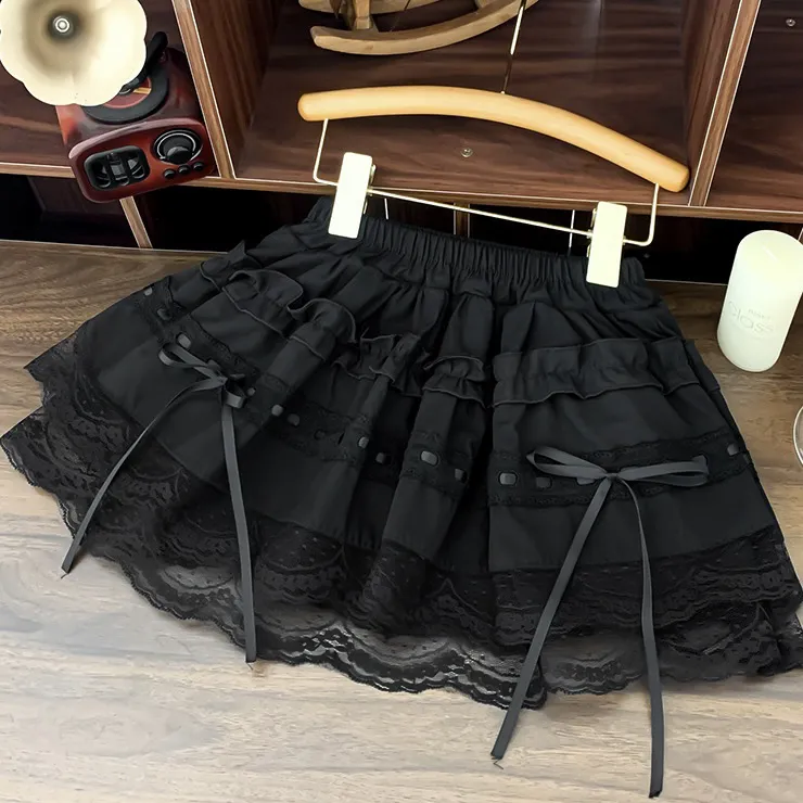 棉质黑色经典百搭公主裙夏季半身裙女童洋气蓬蓬裙子中大童蛋糕裙