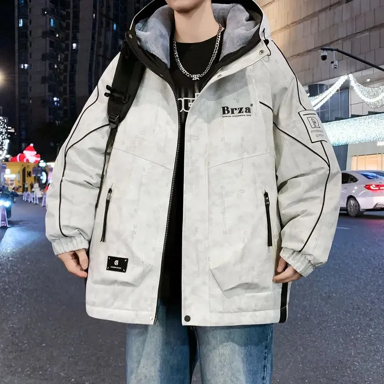 2025冬季青少年加绒加厚夹克宽松潮流百搭男生港风学生休闲帅外套