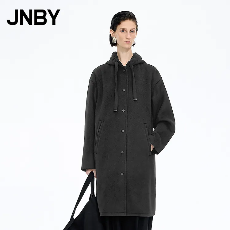 【商场同款】JNBY/江南布衣25冬新品呢大衣宽松连帽直筒5PA812180