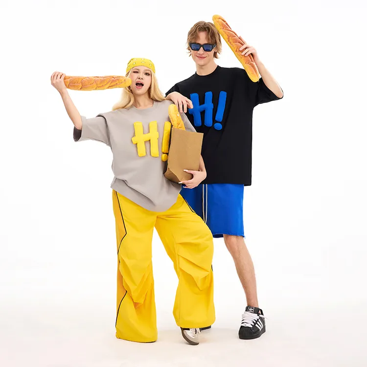 【琦儿】SQQZPROJECT 300g立体塞棉Hi字母短袖T恤鸡米花工作室