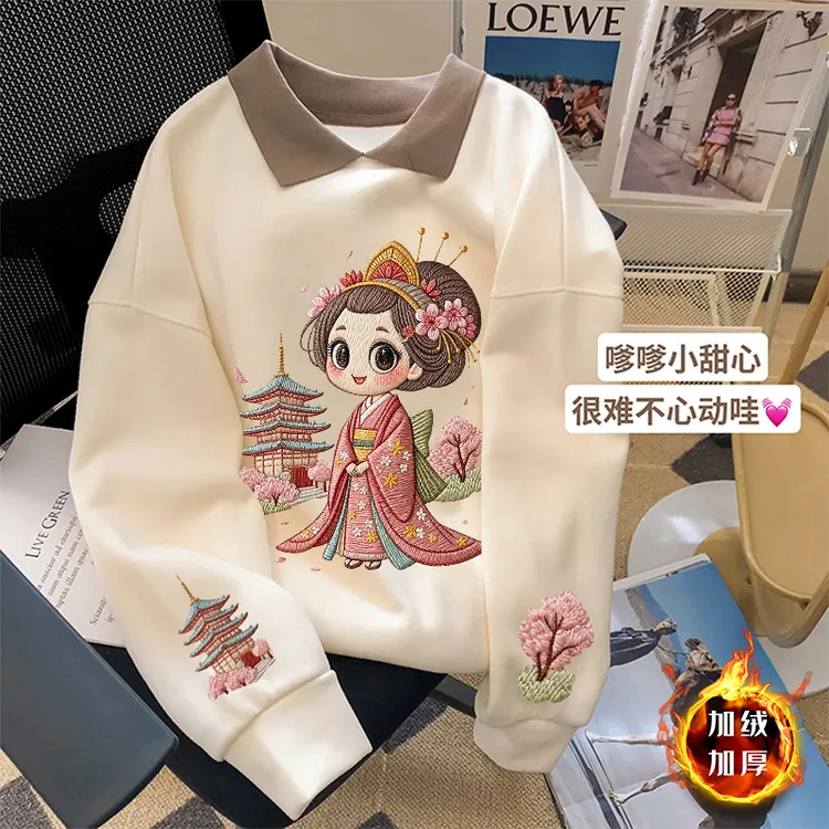 【思晨家】女童冬款加绒卫衣2025新款儿童冬款洋气时髦上衣女孩休闲