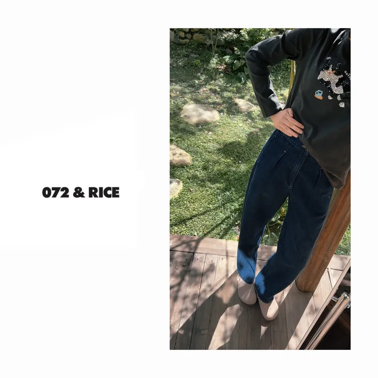 072 & RICE【戴妃裤】100纯棉 秋季休闲直筒小脚牛仔长裤 A-ANG6004
