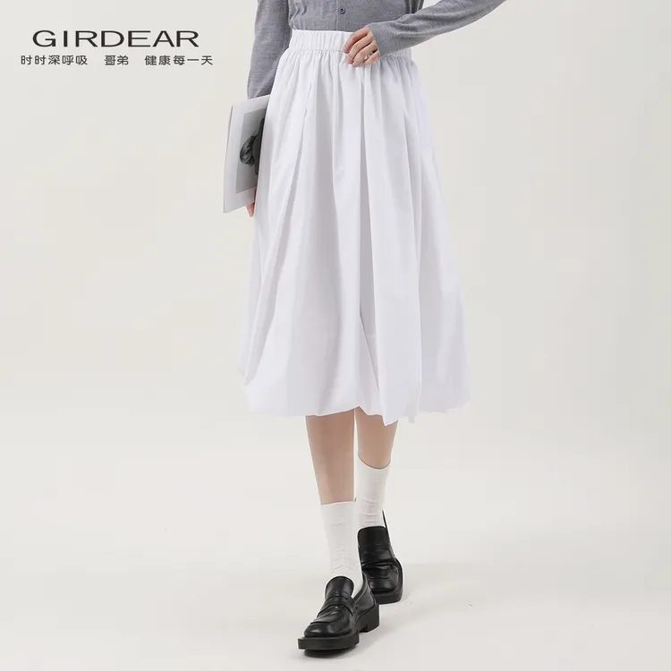 哥弟品质女装新款时尚简约高级感高腰松紧垂感花苞裙半身裙120007