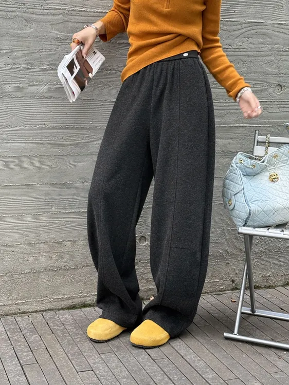 重磅本命裤阔腿裤！醋酸羊毛弯刀裤冬季