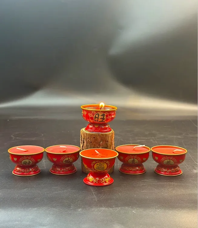 过年福旺灯一盒8小时铁壳福旺红色小蜡烛无烟春节
