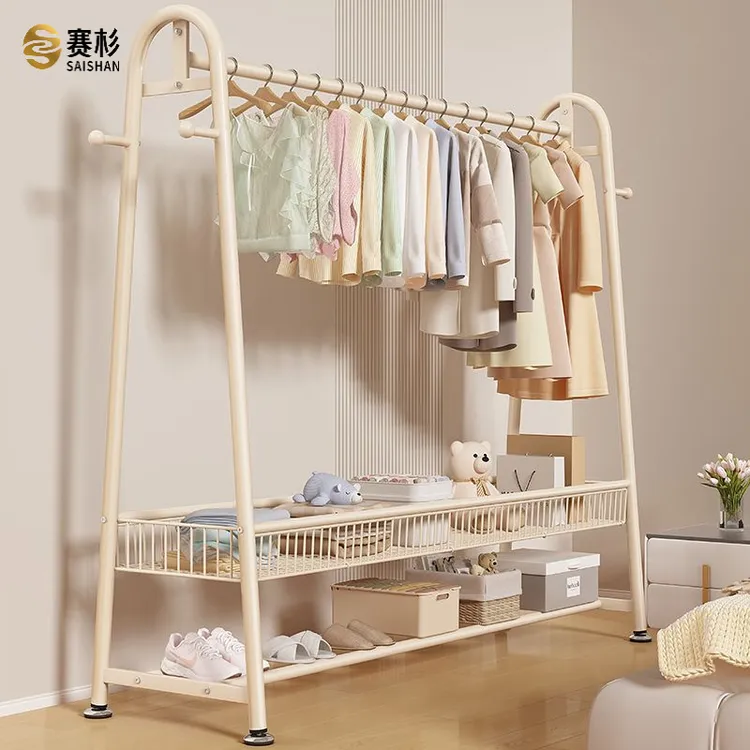 简易挂衣架落地卧室家用凉衣架室内衣帽架阳台晾衣服挂包收纳架子