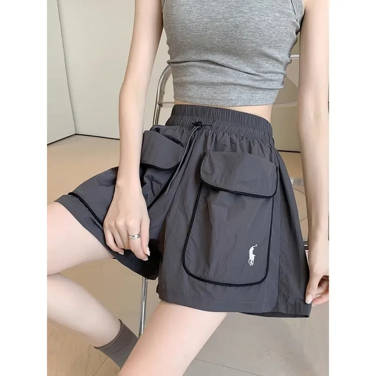 Z速干工装短裤女夏季2025新款宽松显瘦大口袋休闲高腰a字阔腿热裤