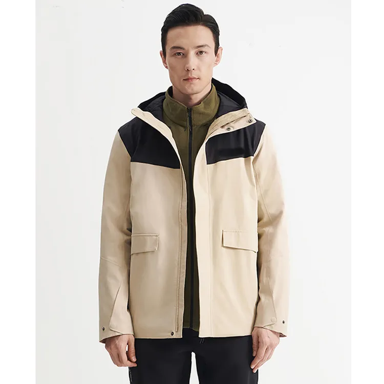 2141507 男款抓绒内胆登山服暴雨级防风防水三合一冲锋衣外套