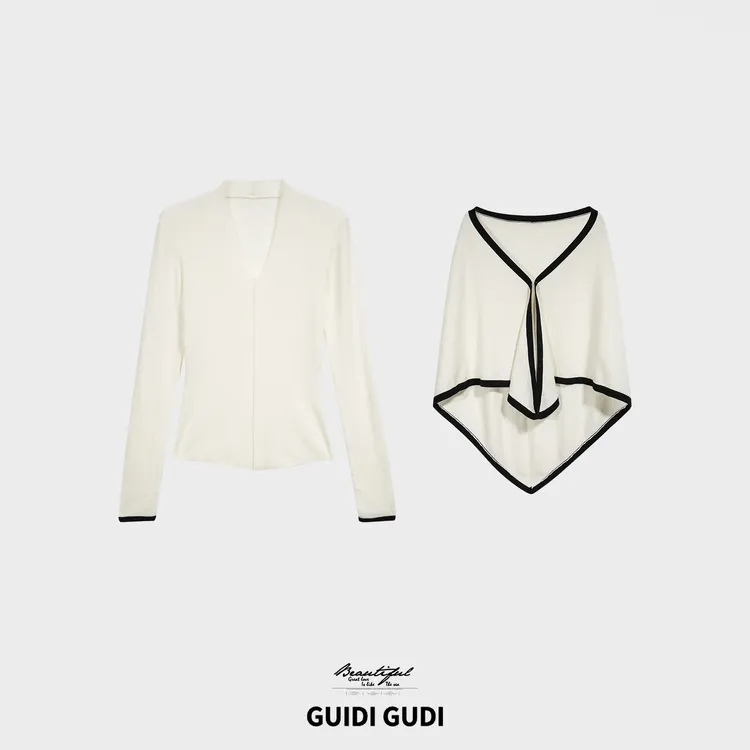 GUIDI GUDI【樱花水晶】时尚绵羊毛两件套套装/黄加蓝 