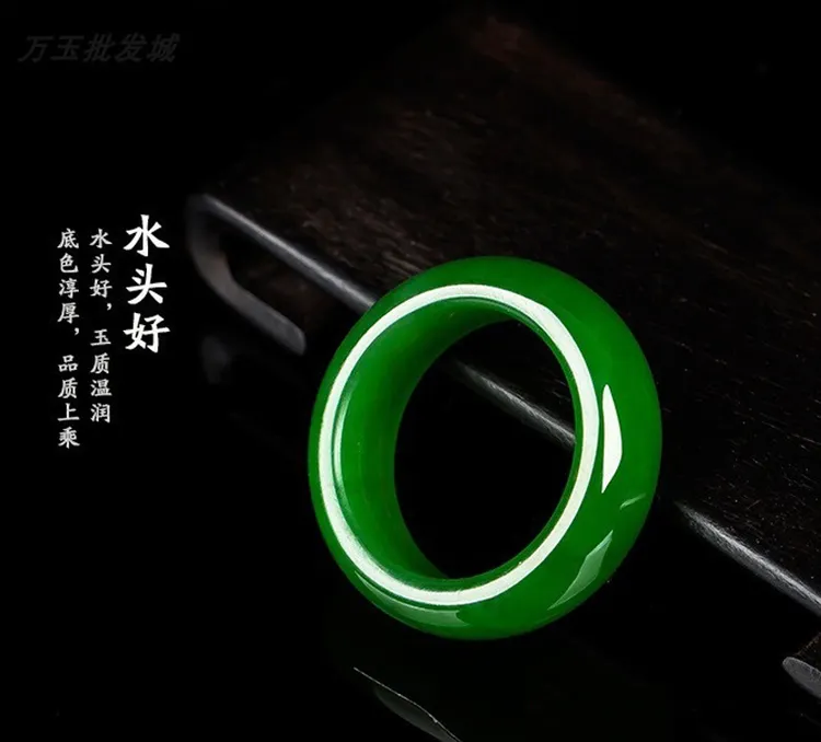 时尚复古男女通用款和天然田玉碧玉戒指包邮菠菜绿指环