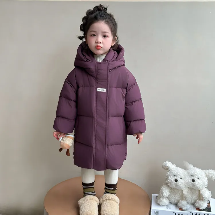 女童羽绒服冬季长款过膝洋气新款儿童休闲保暖加厚白鸭绒冬款外套