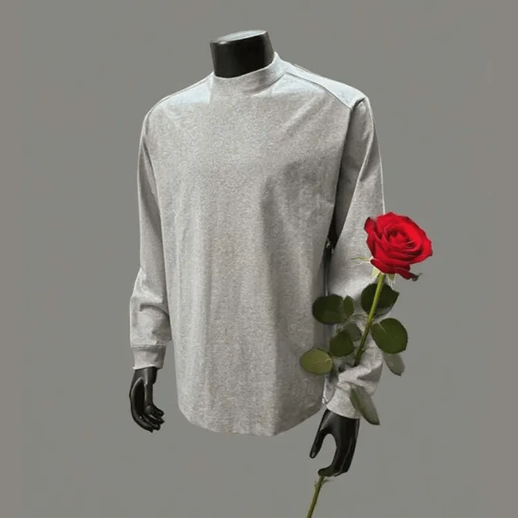 重磅纯棉长袖圆领简约风秋冬纯色T恤上衣男士男装打底衫春秋