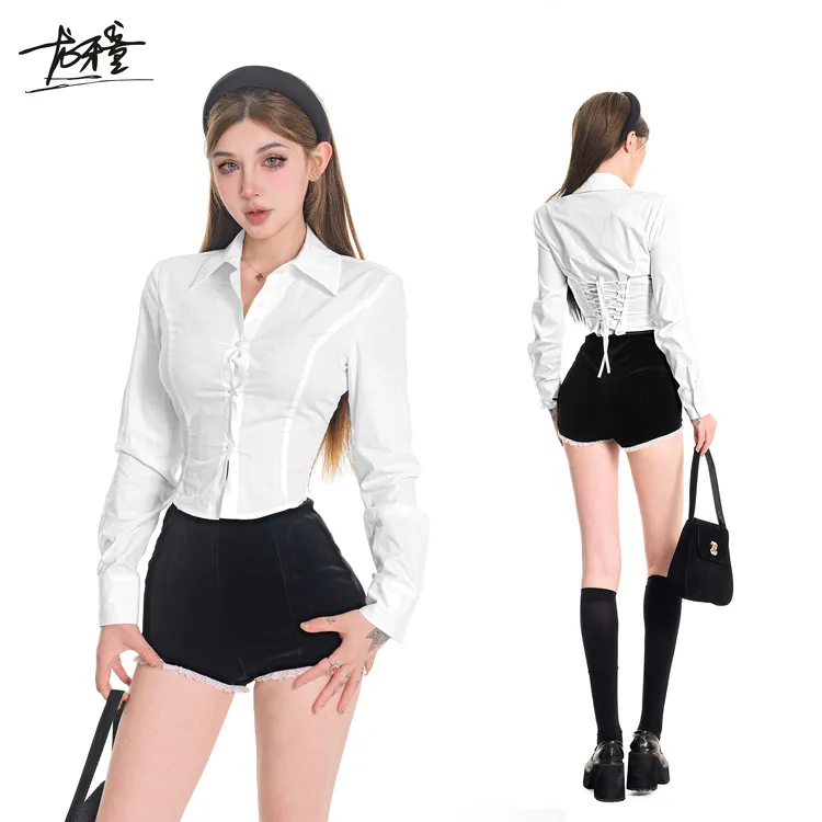 龙牙童推荐【海妖衬衫】气质港风oversize衬衫衬衣长袖百搭收腰显瘦