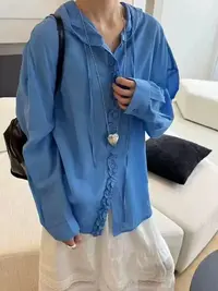 格调美美816欧货木耳边连帽开衫防晒衣衬衫外套