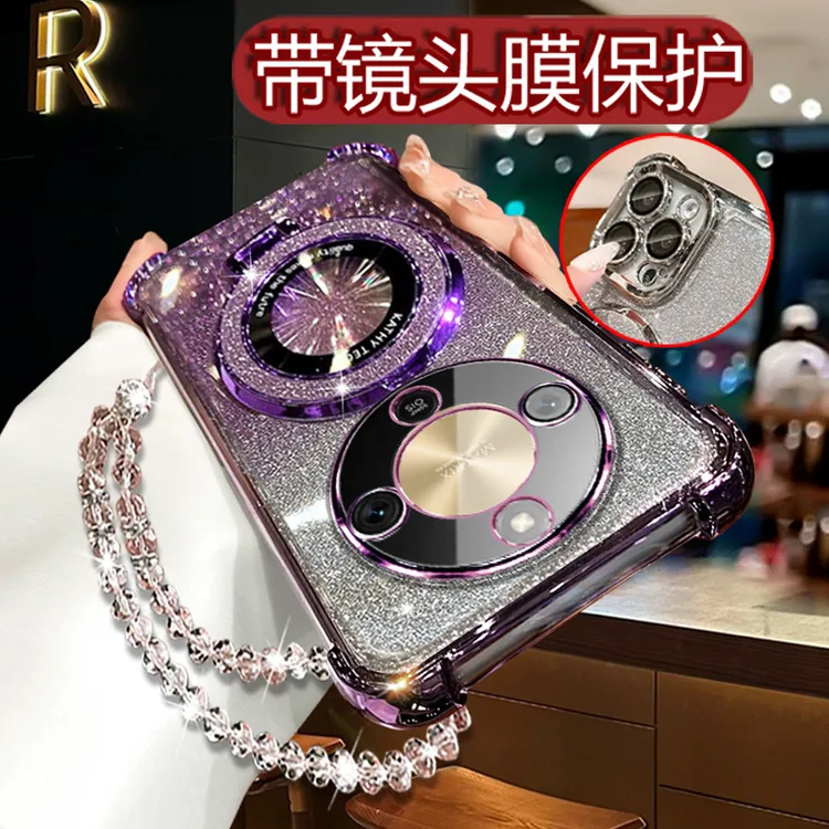 适用荣耀X70手机壳女潮个性创意 MTN-AN00闪粉软壳5G网红四角防摔