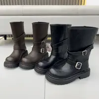 糖糖丨英伦风复古黑色大筒围毒液短靴女糕厚底马丁靴;CS-9-25-7