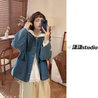 【百搭牛仔】【圆领】【有里衬】潇潇做旧质感定制牛仔面料外套XM1044