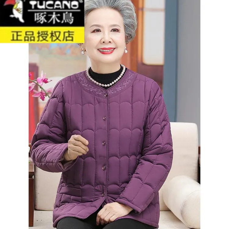 啄木鸟新款奶奶装羽绒内胆秋冬装老太太宽松袄中老年人轻薄保