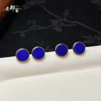 【老郑家】925银青金石耳钉一对 126 多样性发1件 约7*2mm