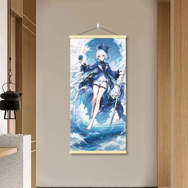动漫原神挂画二次元雷电神芙宁娜甘雨卡通画像海报墙贴游戏装饰画