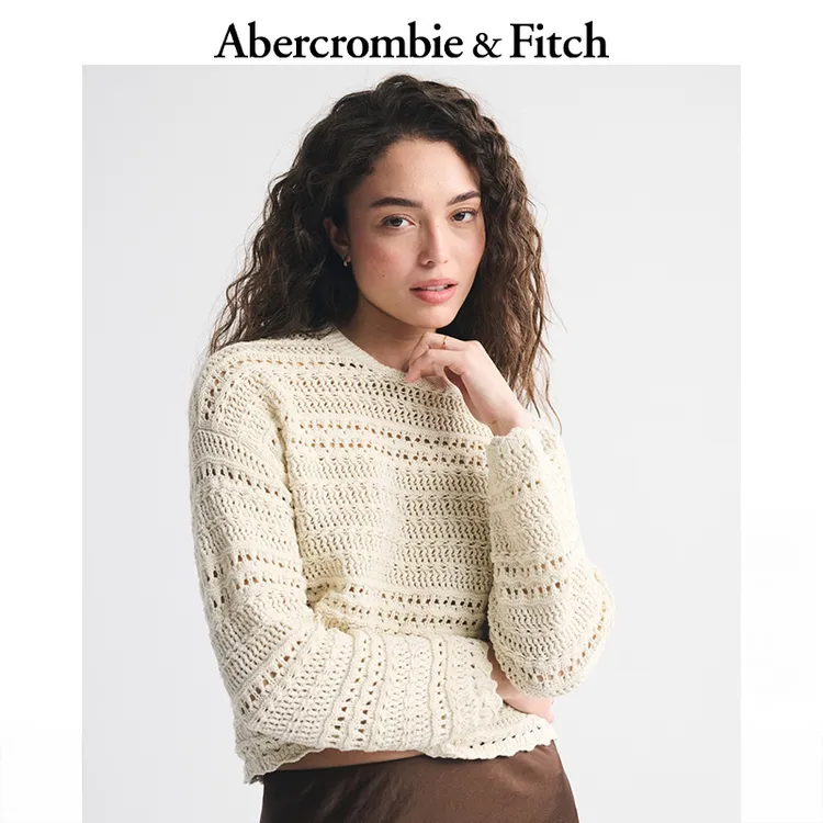 AF镂空设计感棉质套头圆领长袖毛衣针织衫26春季新款女装150-6022