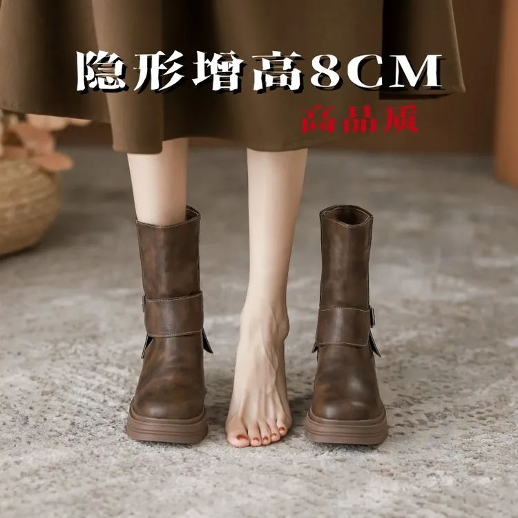 复古内增高马丁女秋新款美拉德骑士马丁靴短靴女款2025新款爆款