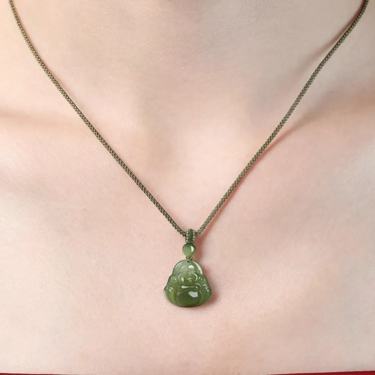 天然和田玉小弥勒佛吊坠女玉佛头玉坠佛公青玉石宝宝儿童女孩礼物