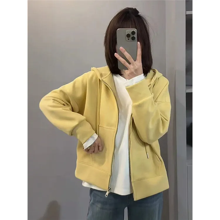 小个子灰色连帽卫衣外套女2025春季新款爆款流行春装休闲短款连帽