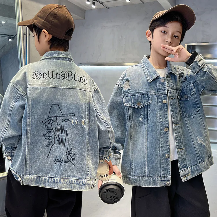 儿童牛仔衣2025新款儿童牛仔外套男童洋气休闲男孩潮流中大童