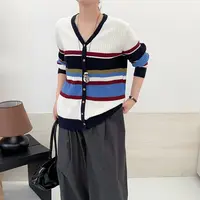大码女装经典彩色条纹针织开衫早秋薄款胖mm气质显瘦百搭上衣2560