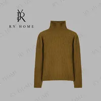 【容雨RYHOME】牦牛绒羊毛混纺宽松堆领坑条针织打底衫253M3098