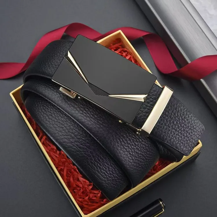 恶魔之眼男士真皮荔枝纹带身自动扣休闲时尚百搭男款裤腰带