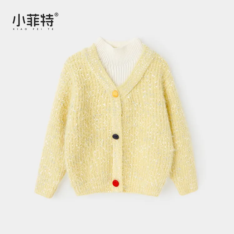 小菲特女童冬装加厚毛衣中大童保暖上衣儿童休闲针织衫MFYD57542