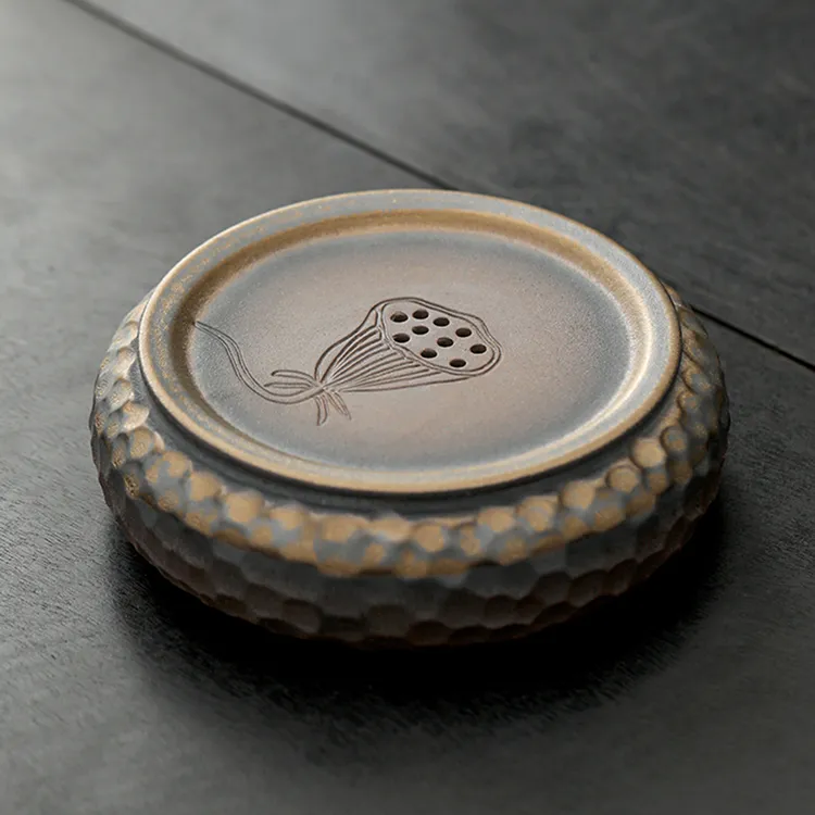 陶瓷壶承家用小型储水式茶台壶垫简约小茶台干泡盘复古鎏金养壶垫